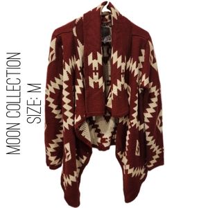 Moon collection maroon cream sweater size M